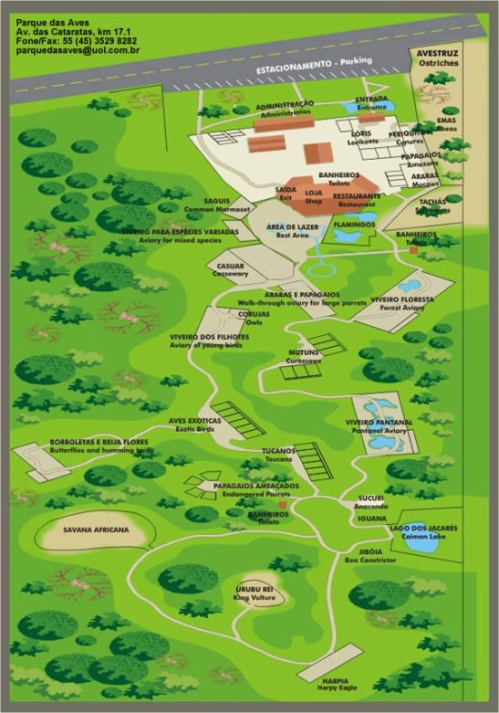 o mapa do Parque das Aves (fonte. site do parque)