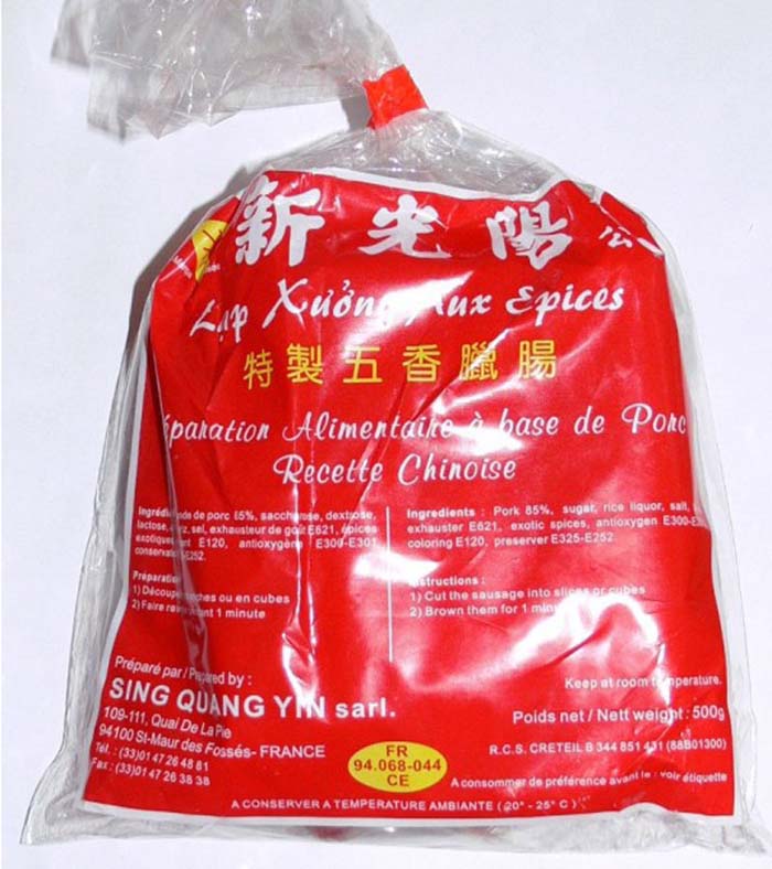 Foto 9 – Exemplar de pacote de «lap cheong» fabricado em França