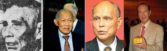 (da esquerda) Yip Hon (1904-1997) / Teddy Yip (1907-2003) / Henry Fok (1923-2006) / e / Stanley Ho (nascido em 1921)