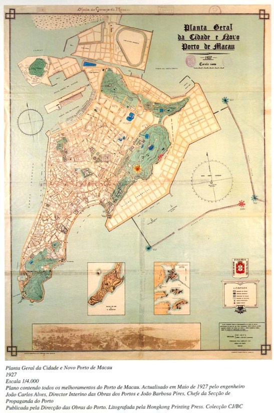 Mapa de Macau de 1927, do livro 100 Anos que Mudaram Macau do Governo de Macau 1995 (clicar para aumentar)