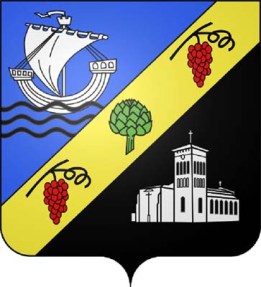 O brasão da cidade de Macau (França)