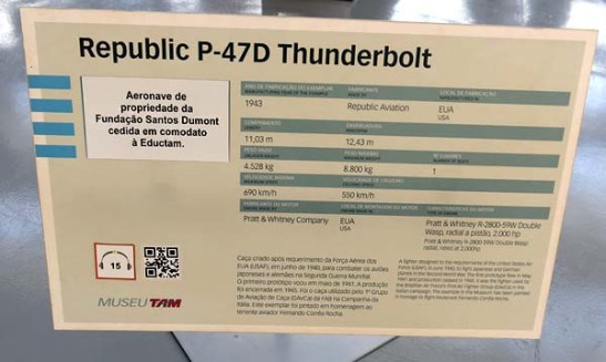 Cada avião tem seu painel explicativo