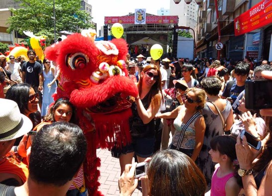 Todos queriam uma foto com o leão dançante