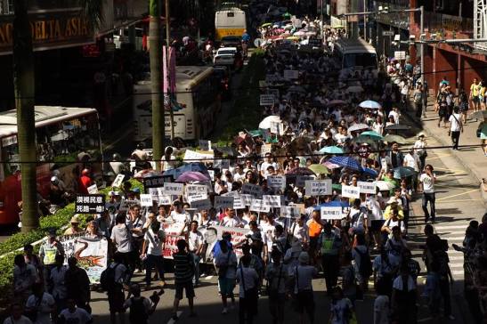 O protesto contra o governo local que deu início à Primavera Sino-Macaense. Foto de Manuel Cardoso/Macau