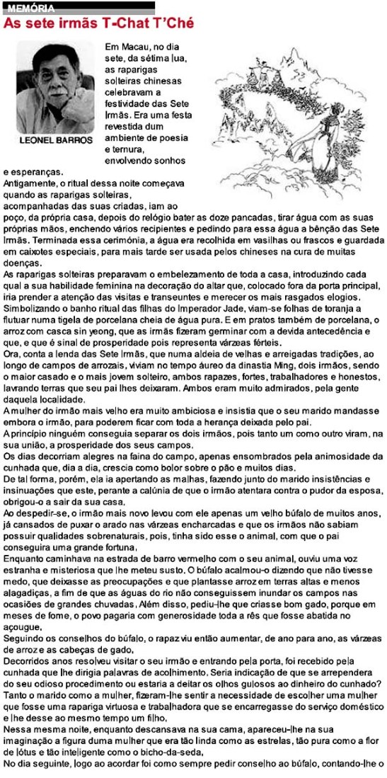 Jornal Tribuna de Macau - 15/03/2009