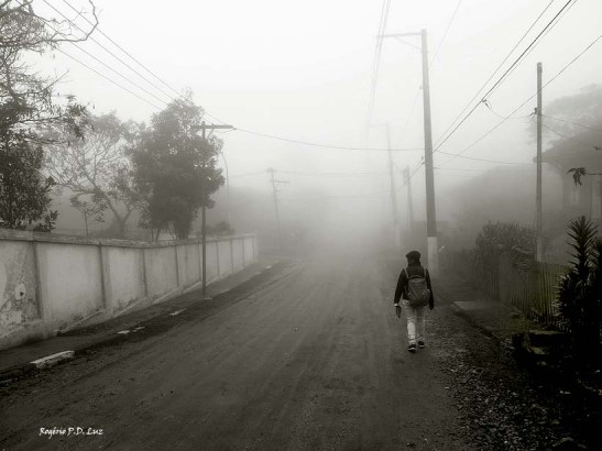 Andar pelas ruas com nevoeiro não permitia vislumbrar para onde a gente ia.