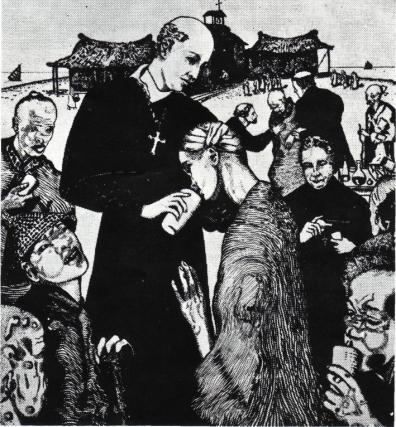 D. Belchior tratando dos leprosos (Desenho do Barão Von Reichnau)