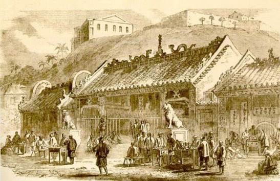 1830年文武廟前 templo Hollywood Road