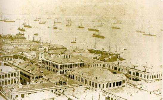1885年岸邊的建設和海港環境Constructions at Victoria harbour /edificações no porto Victoria