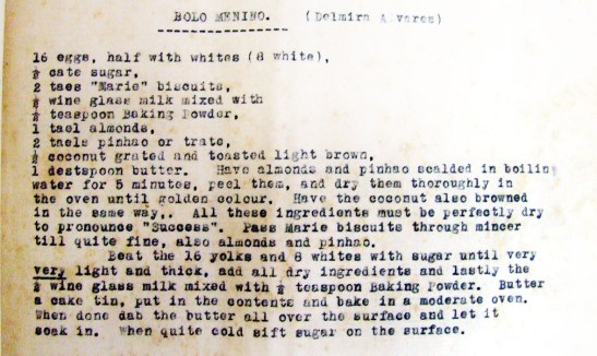 Gastronomia receita bolo menino de Guilly Figueiredo Canavarro Shanghai 1934