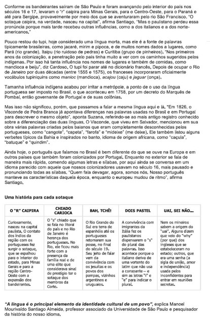 Revista Fleury Todos os Sotaques do Portugues no Brasil . Identidade Cultural 02