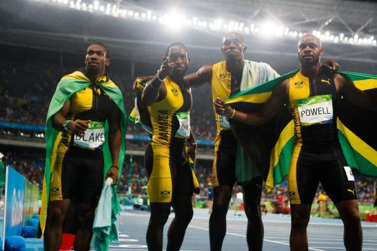 Rio de Janeiro - Usain Bolt ganha terceiro ouro nos Jogos Rio 2016 ao vencer o revezamento 4 x 100m com Asafa Powell, Yohan Blake e Nickel Ashmeade no Estádio Olímpico (Fernando Frazão/Agência Brasil)